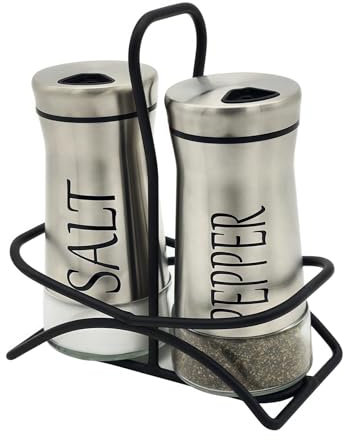 Sale e Pepe Set in Vetro, Saliera e Pepiera, Barattolo Sale Grosso e Fino, Porta Sale Grosso e Fino per in Cucina, BBQ, Lavabili in Lavastoviglie (Argento)