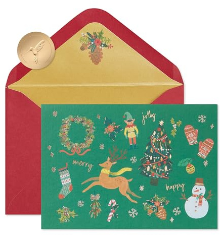 Papyrus Weihnachtskarten in einer Box (in englischer Sprache) mit Umschlägen, „Most Wonderful Time, 14 Stück