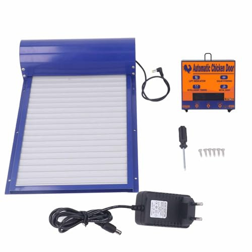 Apriporta Automatico per Pollaio con Timer, Controllo Automatico Mattina e Sera, Porta in Alluminio con Display LCD, Anti-Schacciamento, Alimentazione 100-240V