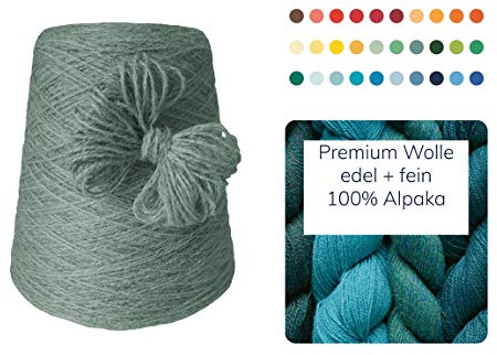 100% Alpaka 500 Gramm günstige Wolle zum Stricken Strickwolle Handstrick Wolle Alpakawolle Stricken Häkeln Garn kratzfrei Nadel 3 3,5 4 5 - Grün Reseda