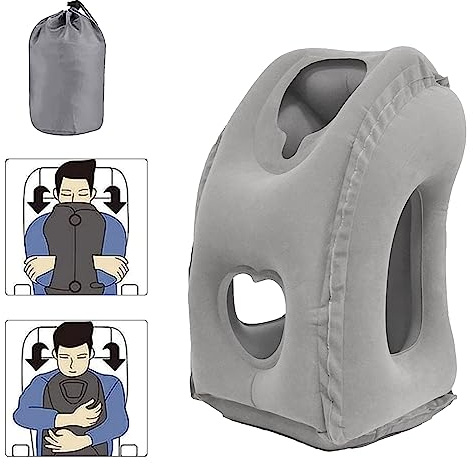 Inflatable Travel Pillow Headrest, Neck & Head Support Pillow, Airplane Neck Air Pillow for Sleeping Traveling to Avoid Neck & Shoulder Pain, Compact & Lightweight, for Office Train Travel