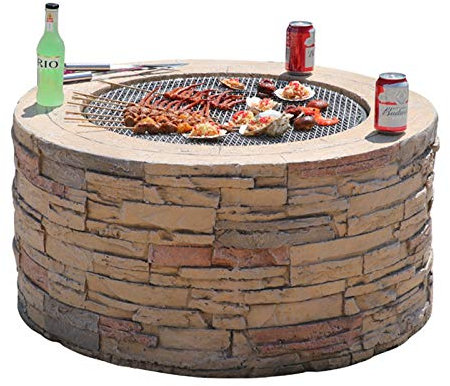 NOALED Bracieri da Giardino all'aperto Braciere a Legna Griglia per Barbecue, Camino in Pietra Imitazione Esterna nel Patio del Cortile