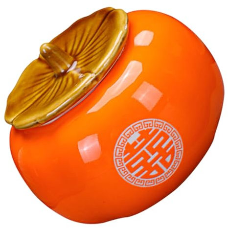GRADENEVE Keramik Tee Behälter Mit Versiegeltem Deckel Niedlicher Persimmon-Design Aufbewahrung Für Tee Snacks Und Süßigkeiten Für Stilvolle Küchendekoration