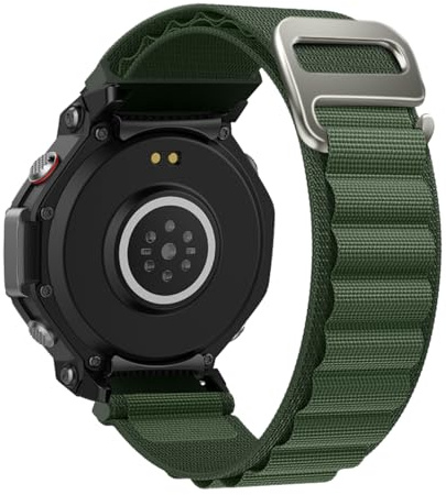 KeeFos Alpine Loop armband kompatibelt med Amazfit T-Rex 3, herr dam nylon titan G-krok armband kompatibla med Amazfit T-Rex 3 - grönt