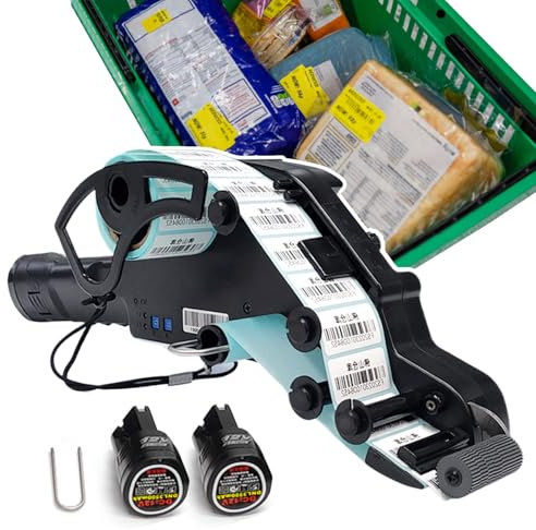 Elektrischer Etikettenapplikator,Barcode-Applikator,Aufkleberetikettierer, tragbare,flach gebogene Etikettiermaschine für Etiketten mit einer maximalen Länge von 15–60mm,mit 2 Batterien,4cm
