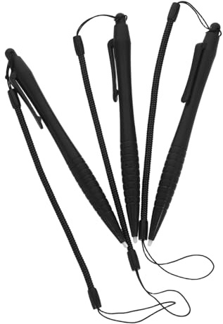Angoily Set 3 Stylus Penne Capacitive per Touchscreen con Cordino Anti-persa, Penna Touch per Disegnare su Dispositivi Gaming e Pos, Corpo in Abs Nero