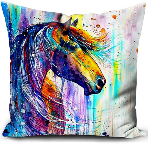 HUASHUZI Kissenbezug 40x40 Kissen Pferde mädchen Geschenk für pferdeliebhabe Pferd deko für sofakissen dekokissen Schlafzimmer Wohnzimmer zierkissen