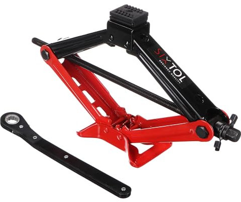 SIXTOL SX Scissor Jack 2T | Scherenwagenheber mit Ratsche | 2 Tonnen | Kompakt | Notfall | Fahrzeugheber | Reifenersatz | Gummiauflage