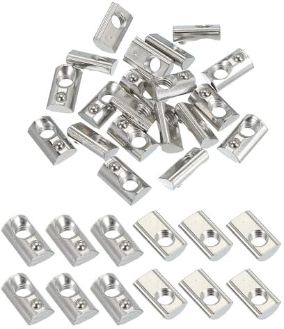 PATIKIL 2020 Series M5 t Slot Nuts, 20pcs Roll-in Spring Ball Loaded Elastic Nuts with 6mm Slot for Aluminum Extrusion Profile Rail 3D Printer, Silver