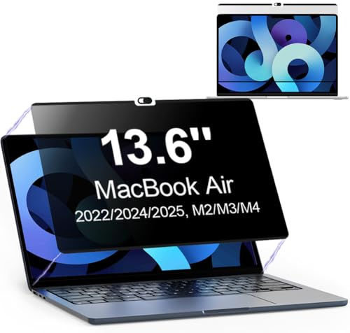 IVEOPPE Magnetischer Blickschutzfilter Laptop für MacBook Air 13,6 Zoll (2022-2025, M2/M3/M4), Anti Glare Blaulicht, Abnehmbar, Privacy Screen Blickschutzfolie