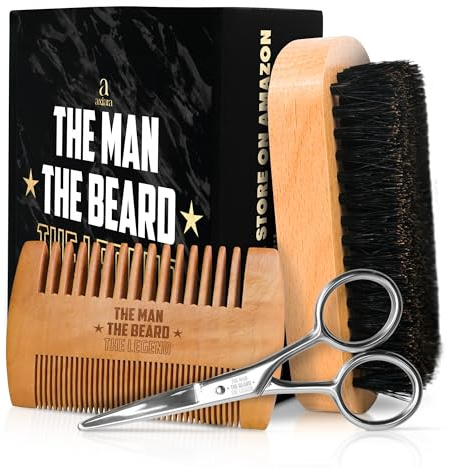 Grooming Gifts for Men - Beard Kit Grooming and Care with Brush, Comb, Scissors & Storage Bag - Anniversary Retirement Birthday Gifts for Men Dad Grandpa, Husband Birthday Gift Ideas