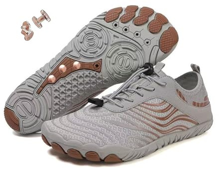 Zapatos de tierra con cobre, zapatos de tierra para mujeres y hombres, zapatos de pie descalzos para caminatas, impermeables al aire libre, no deslizantes, marrón, 45 EU