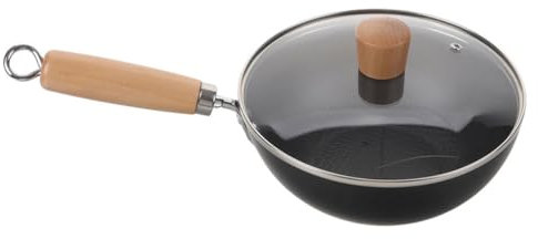Wok con Coperchio in Ferro Nero, Design Giapponese Unico per Fornello a Gas