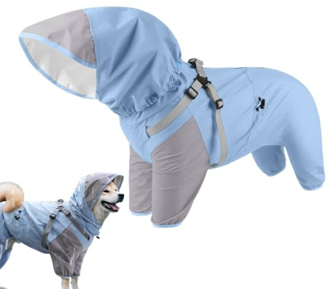 ZHUMCCY Chubasquero para Perros - Impermeable con Capucha para Cachorros - Ropa Reflectante Impermeable para Mascotas Tallas M a XL para Perros y Cachorros en Paseos al Aire Libre con Lluvia