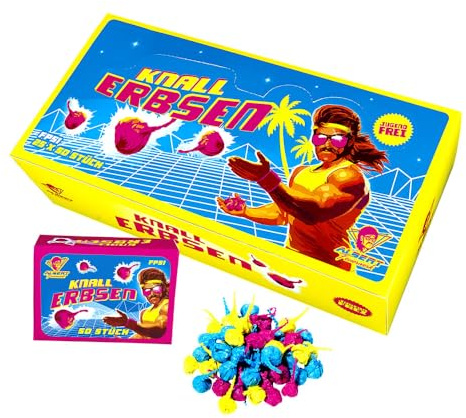 vama Funke Albert Knallerbsen – Retro Neon-Edition | Ganzjährig & jugendfrei ab 12 Jahren | Bunte Knallkörper für Kinder & Erwachsene | Partyspaß & Nostalgie pur