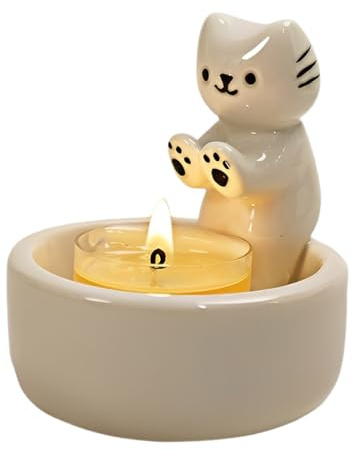 ZORVYN Portacandele Gatto Portacandele Gatto Decorazione Carina Regalo per Amanti dei Gatti Donne