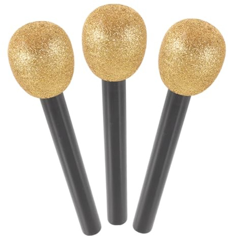 Mikinona 3 Piezas Micrófonos de Juguete Falsos con Purpurina para Retro para Fiesta Karaoke y Infantiles