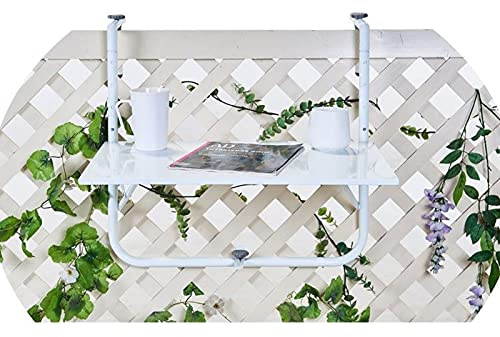 CXEGCCUF Table SuspendueTable d'appoint Pliante en métal en Fer forgé d'extérieur, étagère d'ordinateur de Balustrade Bureau Pliable de Levage Pliable, Support Suspendu pour Patio, Jardin,