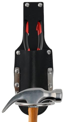 Zyntora Étui Ceinture Pince Cuir | Pochette Outil en Cuir PU Et Porte Marteau,Sacoche 2 en 1 pour Travaux de Menuiserie Réparation Jardin Élagage Électricité Construction - pour Outils d'Électricien