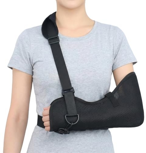 hommova Right Arm Sling, Bulit-in Detachable Pallet Arm Sling for Arm Support Shoulder & Wrist Injury (L)