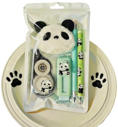 Kit di cancelleria, nastro correttivo con design animale, matite scolastiche con ciondolo in peluche e gomma, per studenti, scuola, scuola, scuola, prendere appunti