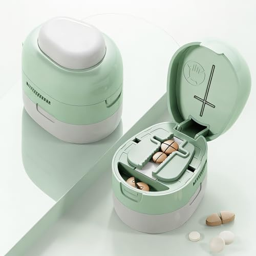 Tablettenteiler, Tablettenschneider, Pillenteiler für Kleine und Große | Pill Cutter, 1 in 2 Tablettenschneider mit Aufbewahrungsfach, Pillenschneider für Reise Täglichen Gebrauch