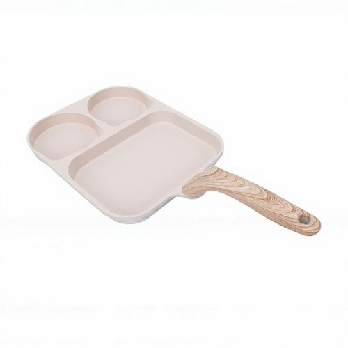OVAQUIXI Padella per Uova, Padella Antiaderente per Colazione, in Lega di Alluminio, 38 Cm X 19 Cm, con Manico Fenolico, per Uova, Pancake, Hamburger, Salsicce, Casalinga