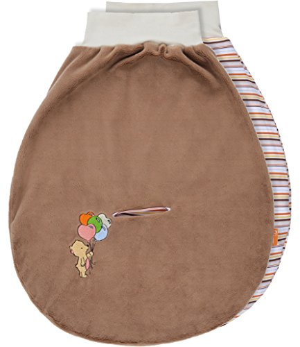 Be Mammy Baby Pucksack Strampelsack Schlafsack Autositz aus Baumwolle mit breitem Bund BE20-137 (Braun2133_10 - Bär)