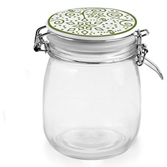 H&H Ellen Barattolo in Vetro, Tappo Ermetico, CC 750, Multicolore