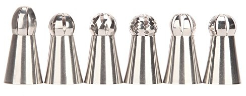 Korlin Russian Ball Piping Tips - Professional Sphere Nozzles for Cake Decorating, Set of 6