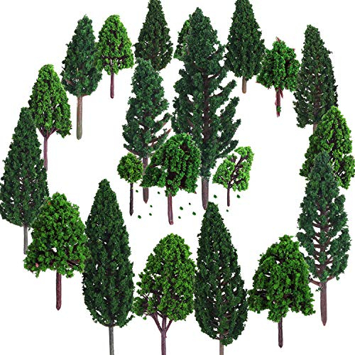22 Stücke Modell Bäume 3-16 cm Mixed Modell Baum Zug Bäume Eisenbahn Landschaft Diorama Baum Architektur Bäume für DIY Landschaft, Natürliche Grün