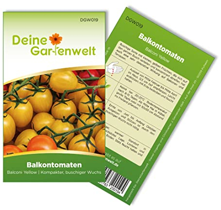 Balkontomaten gelb Cereza Amarilla Samen - Solanum lycopersicum - Balkontomatensamen - Gemüsesamen - Saatgut für 20 Pflanzen