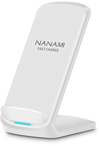 NANAMI Wireless Charger for Samsung and iPhone - Qi-Certified 10W Fast Induction Charger Stand for Galaxy S25 S24 S23 S22 S21 S20 S10 S9 S8 Note 20, 7.5W for iPhone 17 16 15 14 13 12 11 SE2 X XS XR 8