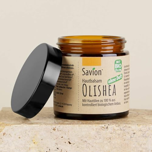 Savion Olishea, balsamo per la pelle, cura naturale senza profumo, burro di karitè, olio d'oliva, olio di noccioli di albicocca, per pelli sensibili, biologico e vegano (120 ml)