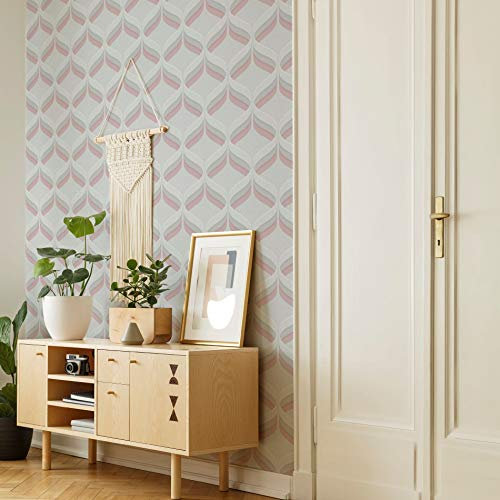 Fresco Retro Ogee Pink Wallpaper