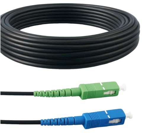 Elfcam® - Câble à Fibre Optique en Acier Blindé Compatible avec Freebox, Convient aux Installations Extérieur et Intérieur, SC/APC à SC/UPC Monomode Noir, 70M