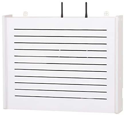 ECTbicyk Scatola di Giunzione Multimediale Scatola di Blocco Scatola di Immagazzinaggio Router Wireless Senza Punch Mensola WiFi Decorazione A Parete (Color : Bianca, Size : 37 * 10 * 28.5cm)
