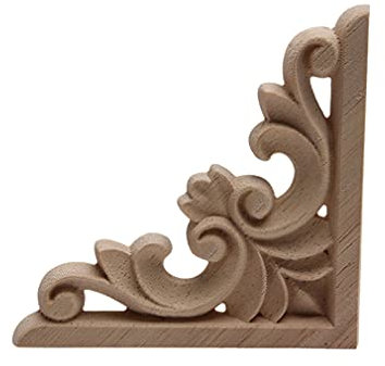 A71-2 Holzfiguren, geschnitzt, unlackiert, mit langen Blättern, aus Gummi, für Möbel, Fenster, Ecken, Holzapplikation, Ornamente
