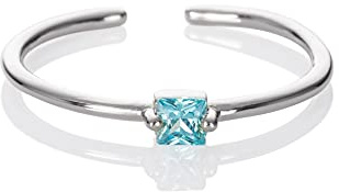 namana Zierlicher Ring für Frauen - Verstellbarer Offener Ring Mit Buntem Quadratischem Stein, Damenring Mit Zirkonia-Stein, Silberring für Teens, Mädchen
