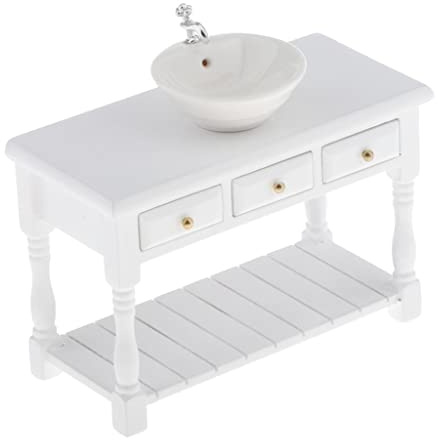 1/12 Puppenhaus Badezimmer Keramikmöbel Set. Schrank, Spüle