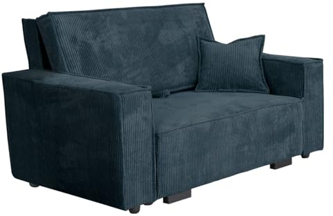 Mirjan24 Sofa Viva Star Cord II mit Schlaffunktion, 2 Sitzer Polstersofa mit Bettkasten inkl. Kissen, Schlafsofa, Bettsofa, Wohnlandschaft, Farbauswahl, Sofagarnitur (Poso 05)