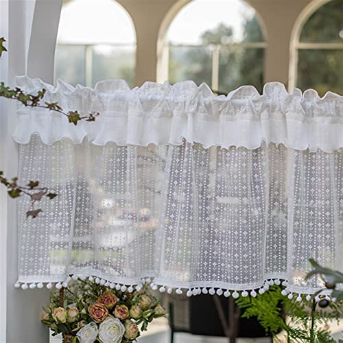 YUZES Bistrogardine Halbtransparente Scheibengardine,Landhausstil Voile Küchenvorhang, Kurzstore Kurzvorhang,Modernen Gardinen Vorhang,Fensterschal Für Küche,Wohnzimmer,Landhaus