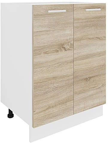 VCM Küchenschrank Breite 60 cm Drehtüren Unterschrank Küche Küchenmöbel Esilo Weiß/Sonoma-Eiche