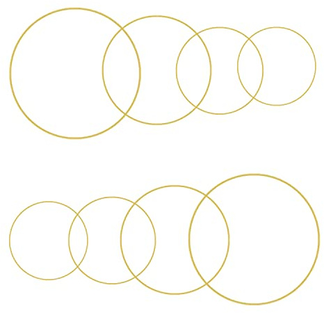 8 Stück 4 Größen Metall Ringe zum Basteln Gold, 2 x 8cm, 20cm, 25cm, 30cm Metallringe Traumfänger Makramee Hoops, Mobile Floristik Deko für Blumenkreise, DIY Dekoration