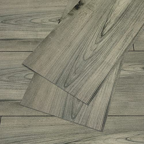 VEELIKE PVC Flooring Wood Look Grey Vintage Vinyl Flooring Self-Adhesive Floor Tiles Bathroom Floor Kitchen Waterproof Tile Stickers Floor Bathroom PVC Tiles Garage 90 cm x 15 cm 4 Pieces
