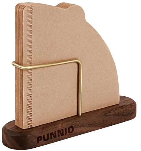 PUNNIO Porta filtro da caffè, contenitore per filtro da caffè, noce nera e ottone per bar, casa, ufficio, compatibile con filtro caffè #1/#2/#4/V60