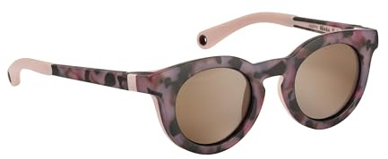 BEABA, Lunettes de Soleil pour Enfant 2-4 ans, Protection 100 Pour cent UV - CAT 3, Protection Latérale, Confort Optimal, Branches Ajustables 360 Degré, Adapable à la Vue, RETRO Happy Pink Tortoise