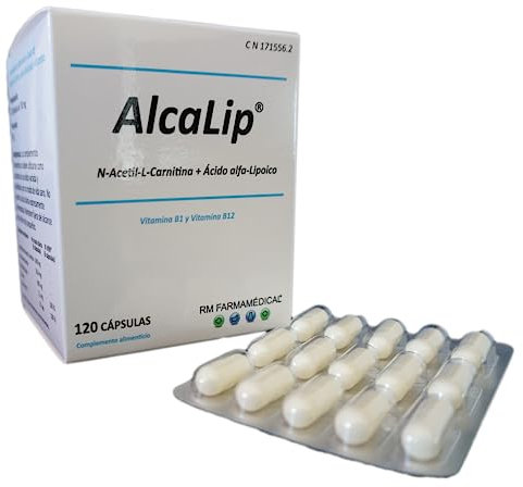 AlcaLip 120 Cápsulas de N-Acetil-L-Carnitina, Ácido alfa-Lipoico, Vitamina B1, Vitamina B12, en blíster de aluminio para proteger su composición de las influencias ambientales, el oxígeno y la humedad