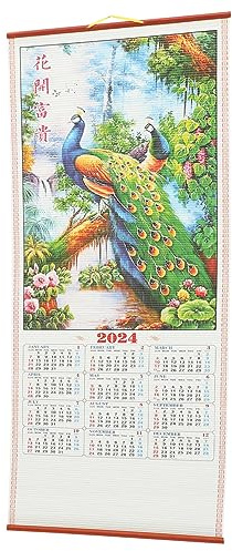 Artibetter Chinesischer Wandkalender Wandkalender 2024 Chinesischer Glückskalender Bild Des Drachen Traditionelle Kalender Chinesischer Mondkalender Für Das Heimbüro B