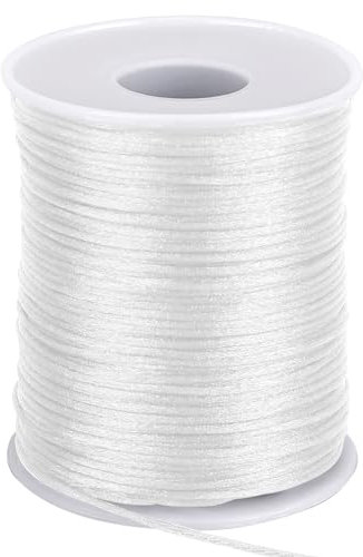 110yards X 1.5mm White Nylon String White Nylon Cord Wind Chime String Thread Macrame Waxed Trim Cord for Braided Bracelets, Beading, Necklaces, Macrame Craft, Blinds, Jewelry Making